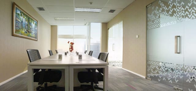Boardroom-style serviced office at Amethyst Executive Suites for professional client meetings.
