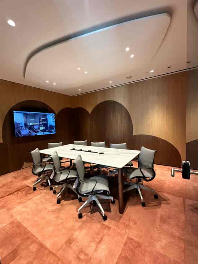 Modern boardroom in Ocean Financial Centre with AV for executive meetings and client pitches.
