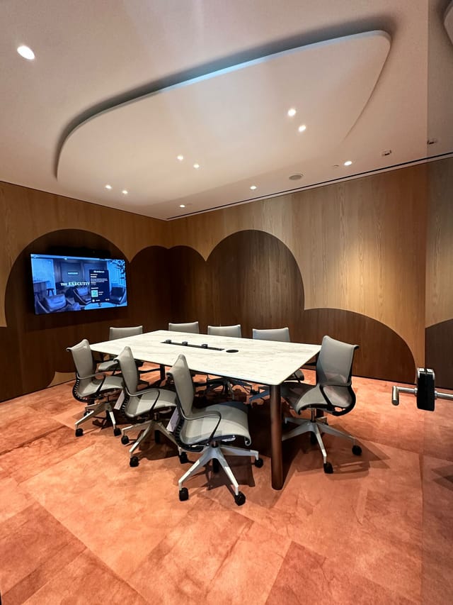 Modern boardroom in Ocean Financial Centre with AV for executive meetings and client pitches.