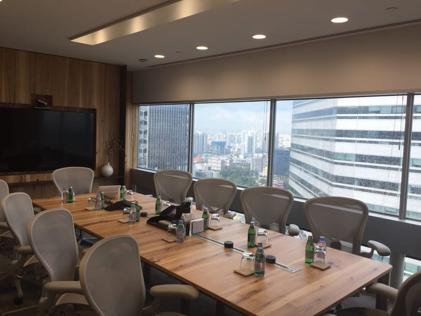 Executive boardroom at The Gateway West with skyline views for corporate meetings.