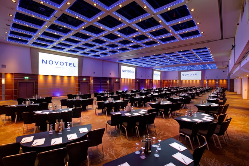 Spacious conference room at Novotel London West for corporate meetings and events.