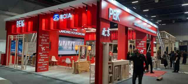 Red Kapadokya trade show booth at İstanbul Fuar Merkezi for corporate event and exhibition.