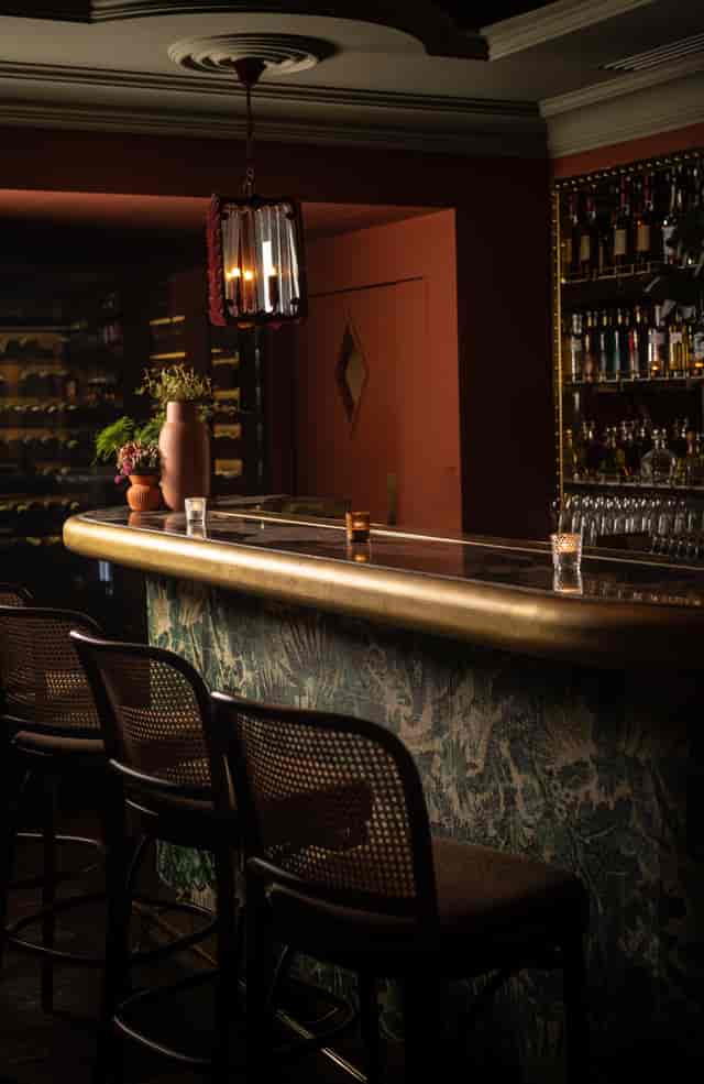 Velvet Room at Bagatelle London: upscale cane seating for VIP cocktail receptions and networking.
