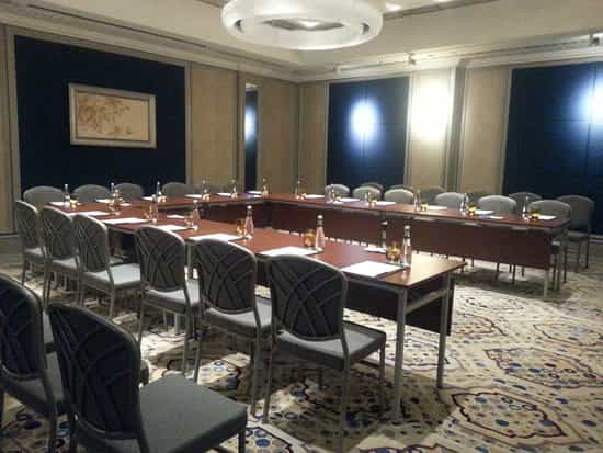 U-shape boardroom setup at Shangri-La Bosphorus Istanbul for corporate meetings and strategy sessions.