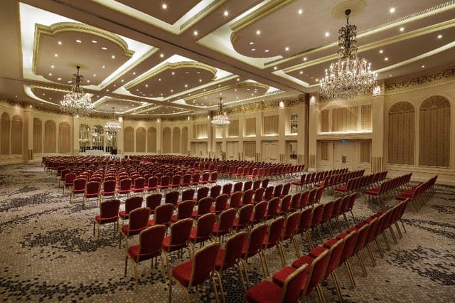 Conrad Istanbul Bosphorus theater-style ballroom for corporate conferences and formal events.