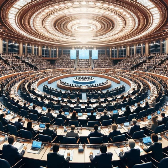Circular conference room at Istanbul Expo Center for corporate meetings and business events.