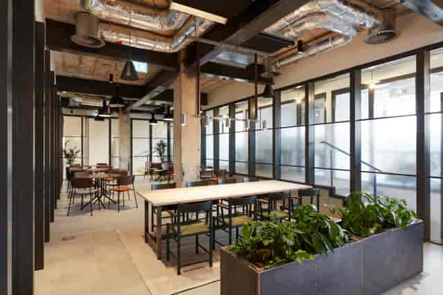 Industrial-chic breakout space in Clockwise Bristol for workshops and networking.