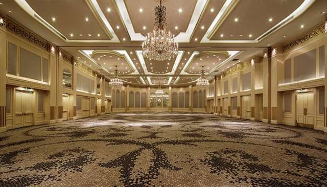 Conrad Panoramic Terrace ballroom for gala dinners and weddings with high ceilings.