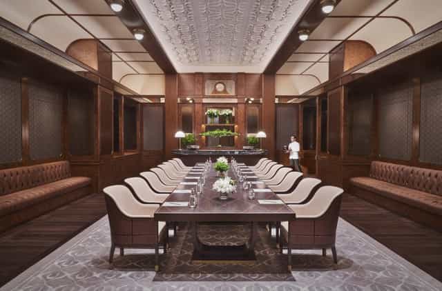 Mandarin Oriental Bosphorus boardroom with wood paneling for executive meetings and private dining.