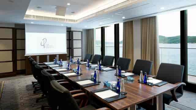 Executive boardroom with water views at The Grand Tarabya Hotel for corporate meetings and events.