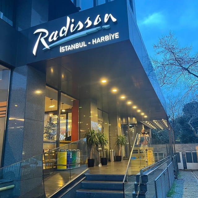 Radisson Hotel Istanbul Harbiye entrance, professional venue for business meetings and events.