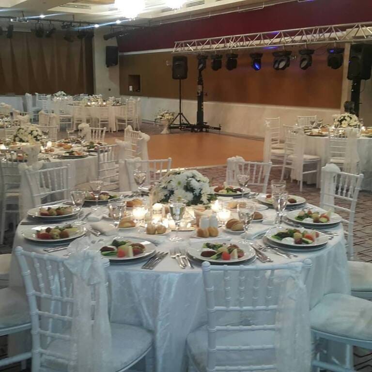 Ballroom setup at Mercure Istanbul Altunizade with Chiavari chairs for wedding event space.