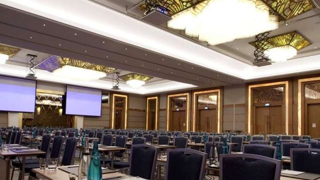 Theater-style ballroom at Radisson Blu Istanbul Sisli for corporate plenary and business conference.