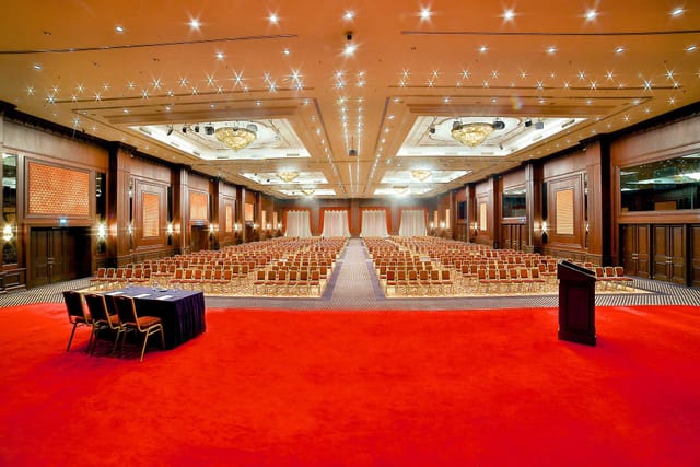 Grand Cevahir Hotel ballroom with theater seating for corporate conferences and keynote events.