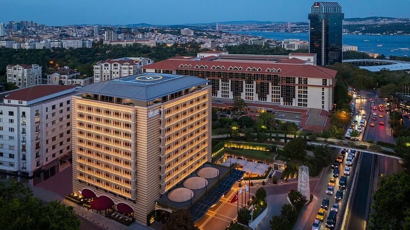 Mercan Teras Divan hotel, modern skyline architecture for international conferences and events.