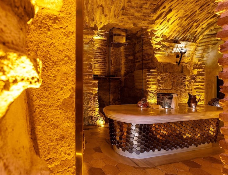 Subterranean luxury spa at Hagia Sofia Mansions, ideal for exclusive wellness retreats and VIP events.