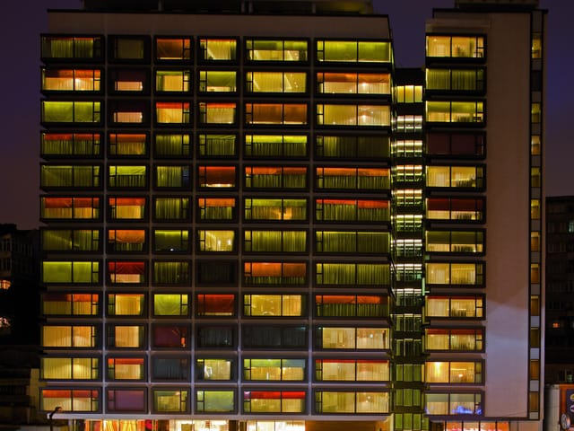 Crowne Plaza Istanbul Harbiye conference center at dusk for corporate events and group bookings.