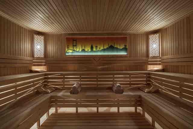 Luxury sauna at DoubleTree Istanbul Topkapi for corporate retreats and wellness incentive travel.