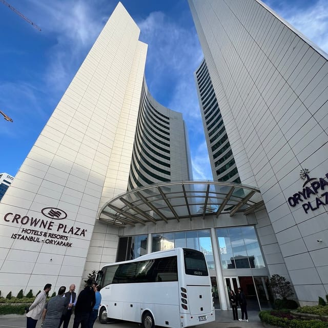 Modern Crowne Plaza Istanbul conference center entrance for corporate events and business meetings.