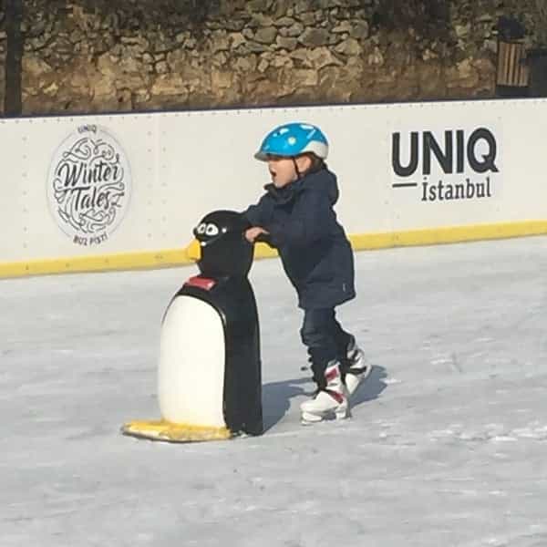 Branded ice rink at Uniq Istanbul, seasonal winter activation for family-friendly events.