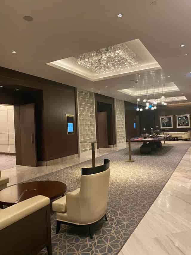 Melisa at Raffles Istanbul: Elegant pre-function area for corporate event networking.