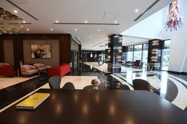 Modern hotel lobby lounge at Cher Hotel & Spa, ideal for upscale networking and VIP event arrivals.