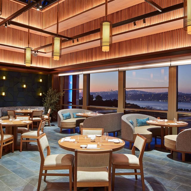 Nobu Istanbul private dining room with waterfront views for upscale corporate events.