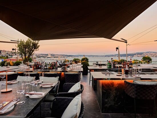 Rooftop lounge at Frankie with sunset views, ideal for premium corporate events and receptions.