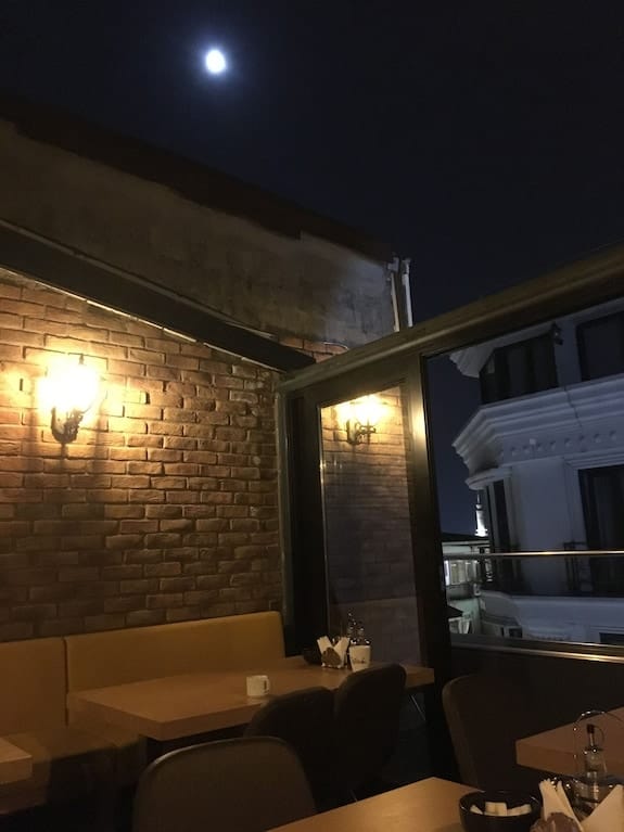 Rooftop terrace at Istanbul hotel, perfect for upscale cocktail receptions and corporate events.