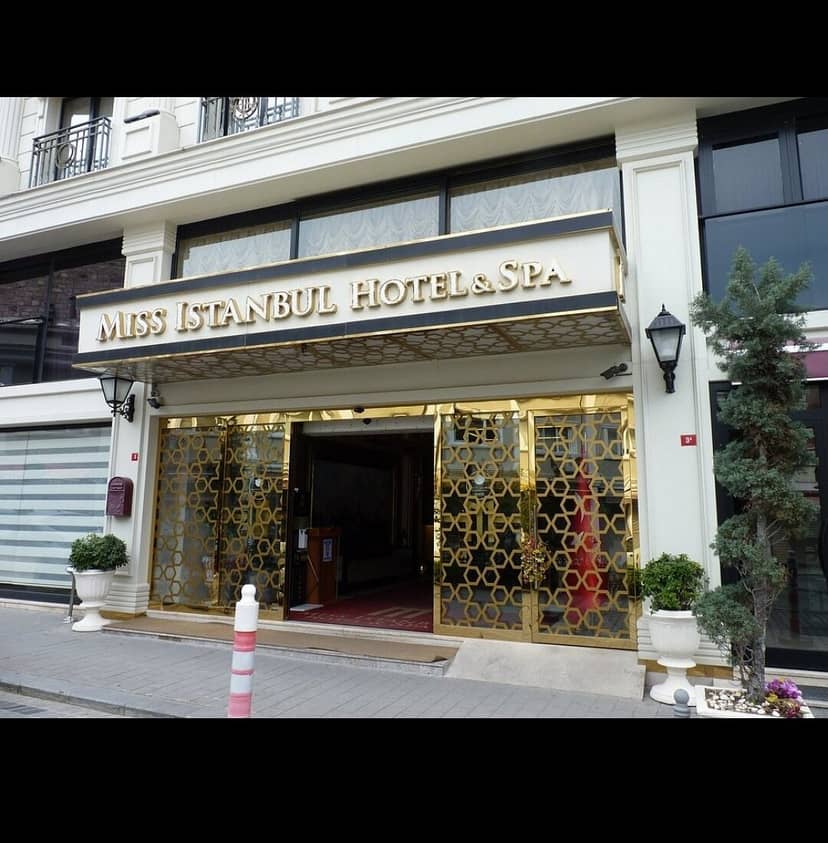 Gold ornate entrance of Miss Istanbul Hotel & Spa, boutique corporate event venue.