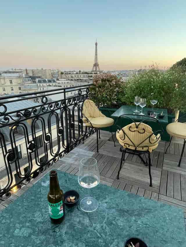 Bibliothèque at Hôtel Raphael with Paris skyline view for executive hospitality and networking.