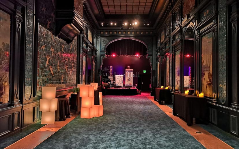 L'Olympia La Salle de Billard event venue with modern LED lighting for corporate receptions.