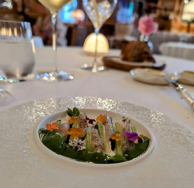 Amuse-bouche at Salon Madeleine, Lucas Carton: elegant dish for gala dining or executive dinner.