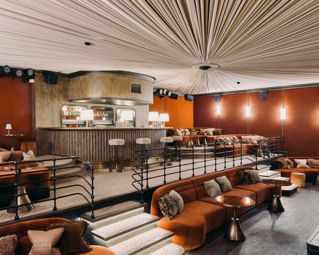 Cabaret Room at Soho House Paris: tiered lounge for VIP networking and product launch events.
