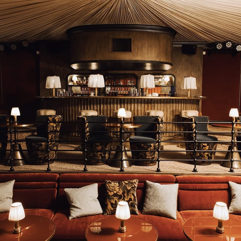 Soho House Paris Cabaret Room: tiered seating VIP lounge for upscale networking and receptions.