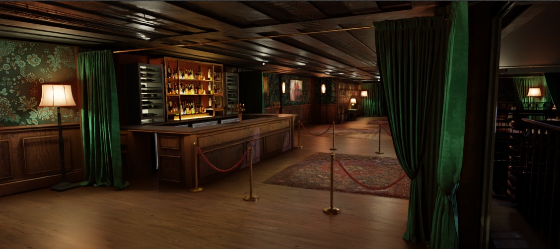 Mezzanine Full hire at The Traitors Live Experience, elegant bar for upscale events. - Banner