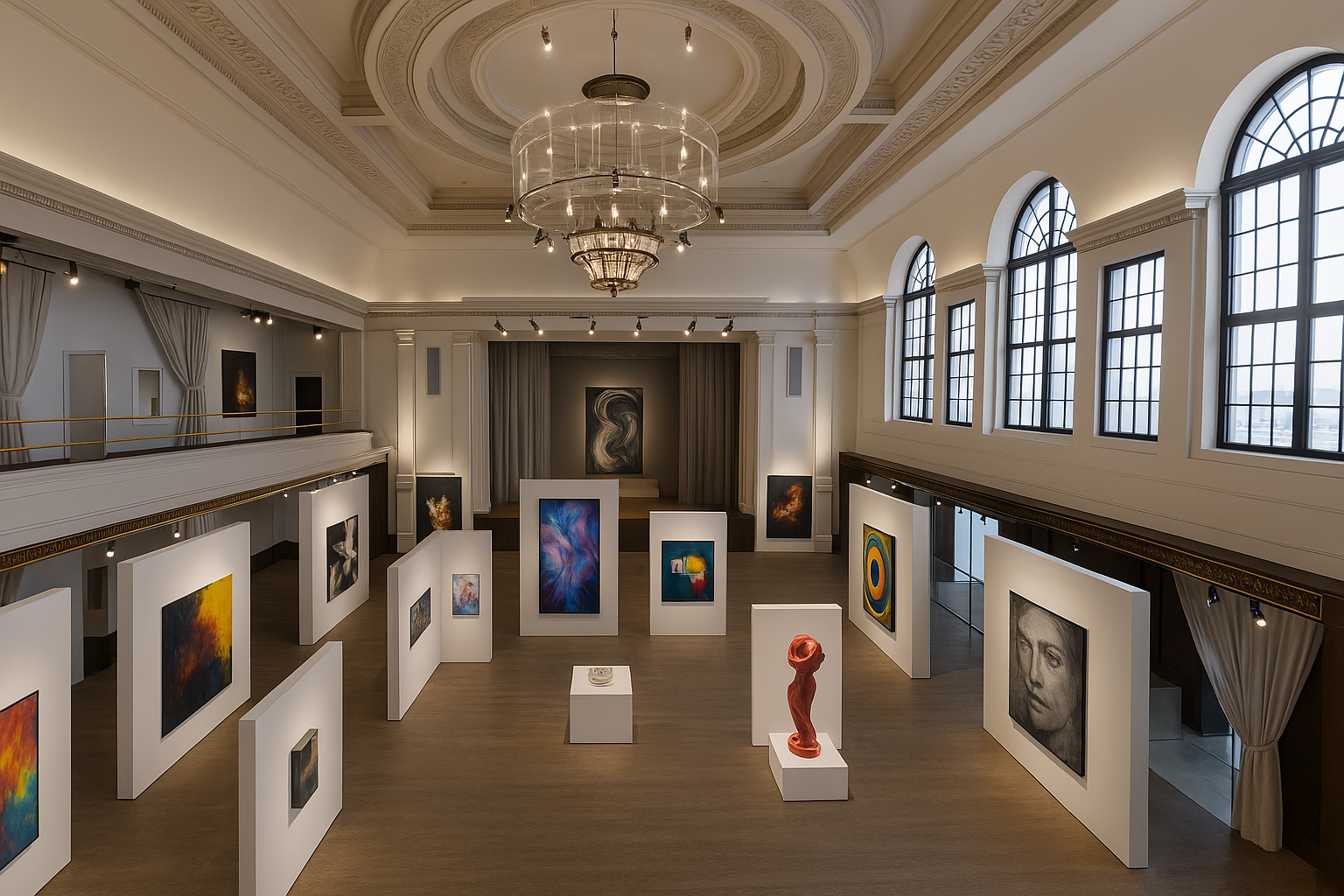 Elegant Vision Hall gallery with high ceilings for art exhibitions and corporate events. - Banner