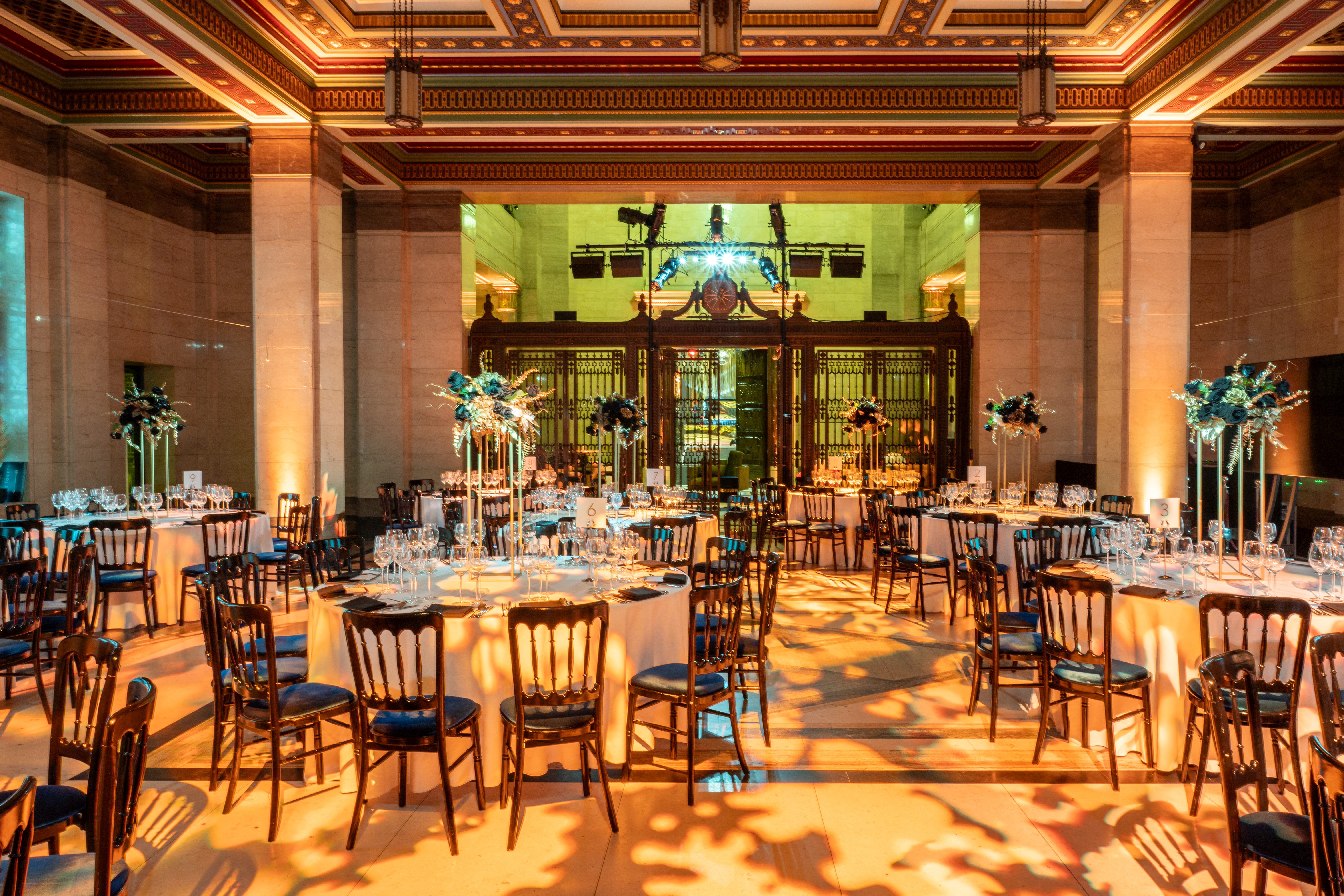 Elegant Long Room event space in London with luxurious decor for corporate events. - Banner