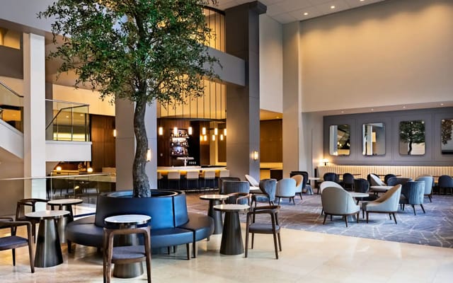 Hyatt Regency Morristown hotel lobby lounge for business networking and conference events.