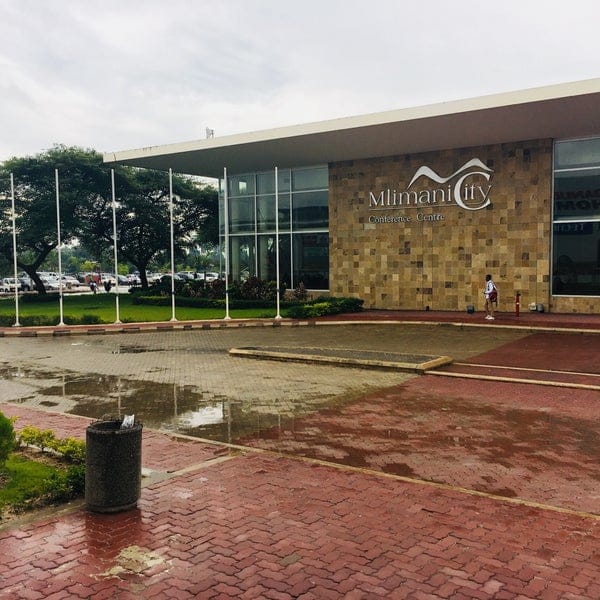 Mlimani City Conference Centre entrance, professional event venue for corporate meetings.