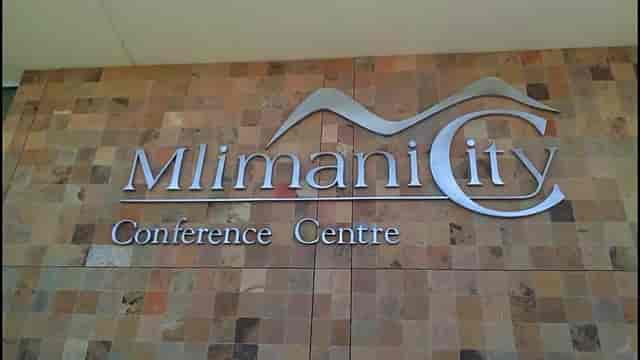 Mlimani City Conference Centre halls with professional branding for corporate event planning.