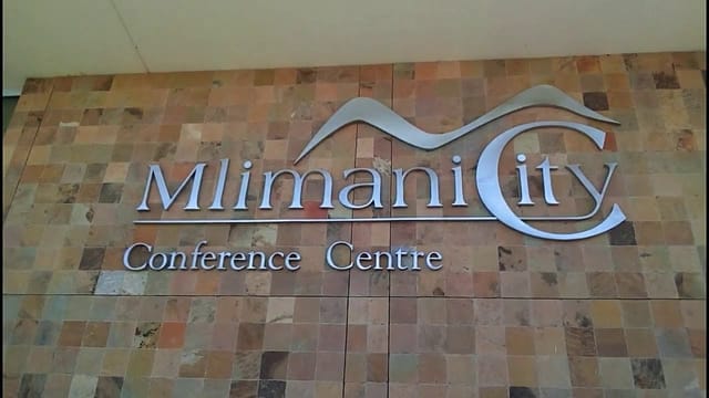 Mlimani City Conference Centre halls with professional branding for corporate event planning.