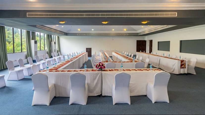 U-shaped meeting setup in Ngorongoro Hall, Golden Tulip Dar Es Salaam for corporate conferences.