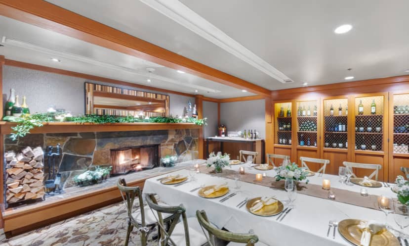 Private dining at Salish Lodge Hidden Terrace: intimate executive event space with rustic decor.