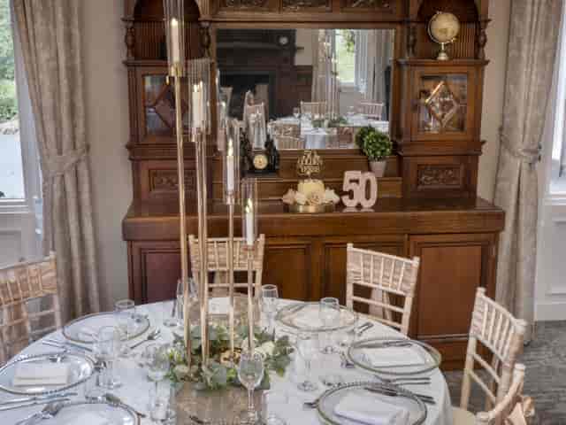 Elegant dining table in Breadsall Room, perfect for milestone celebrations and events.