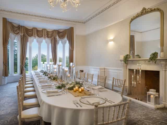 Elegant dining room at Delta Hotels, ideal for upscale events and celebrations.