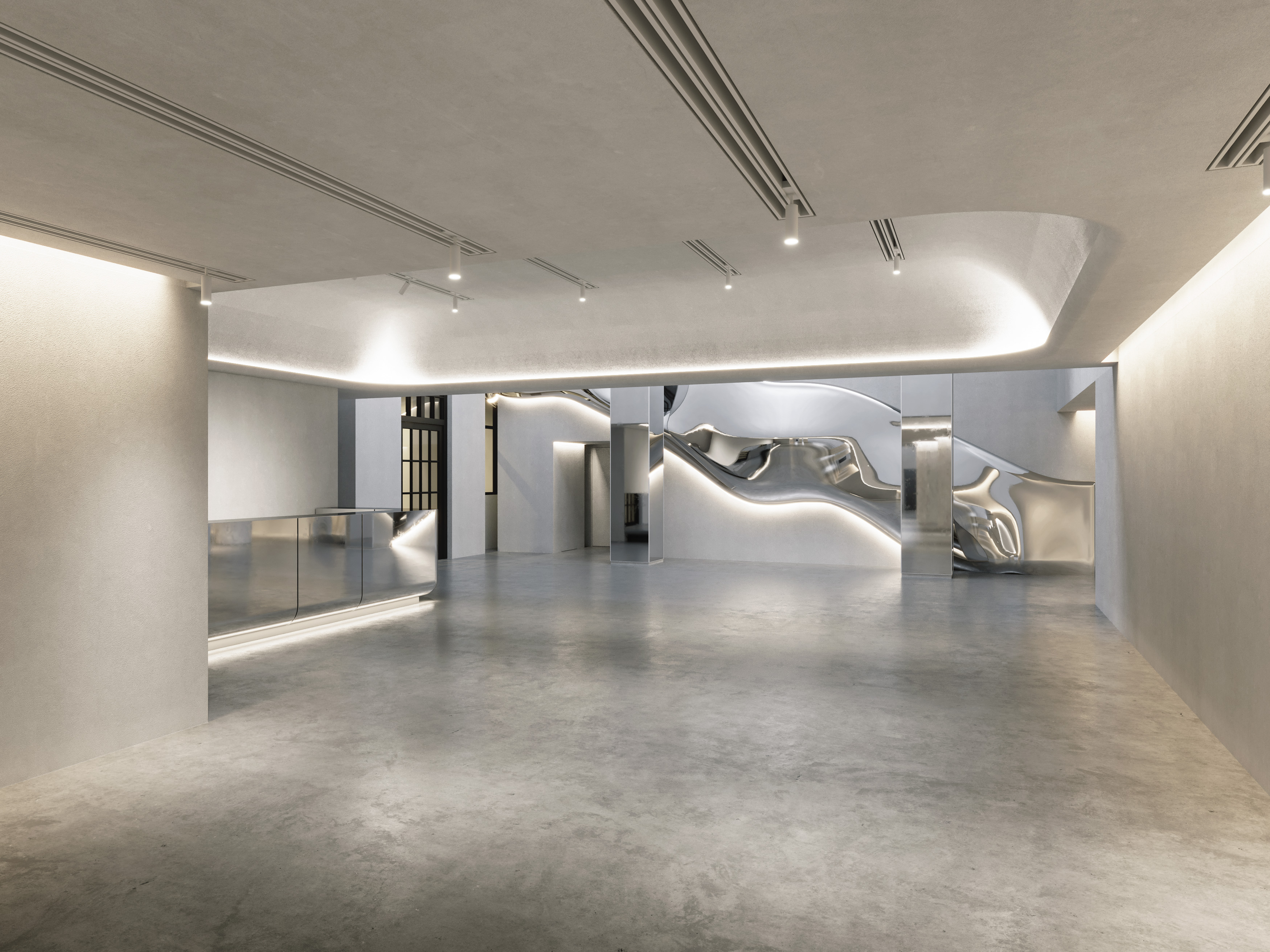 Modern event space in Vision Hall with sleek lines, ideal for corporate meetings and launches.
