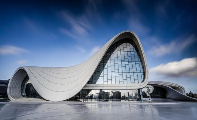 Heydar Aliyev Center museum with iconic curves, ideal for corporate galas and conferences.