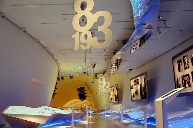 Heydar Aliyev Center exhibit hall with architectural lighting for VIP brand activation and exhibition.