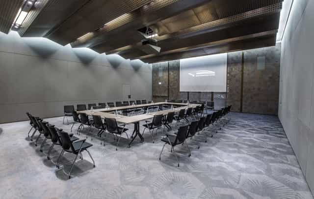 Modern U-shape boardroom in Baku Convention Center for executive meetings and corporate events.